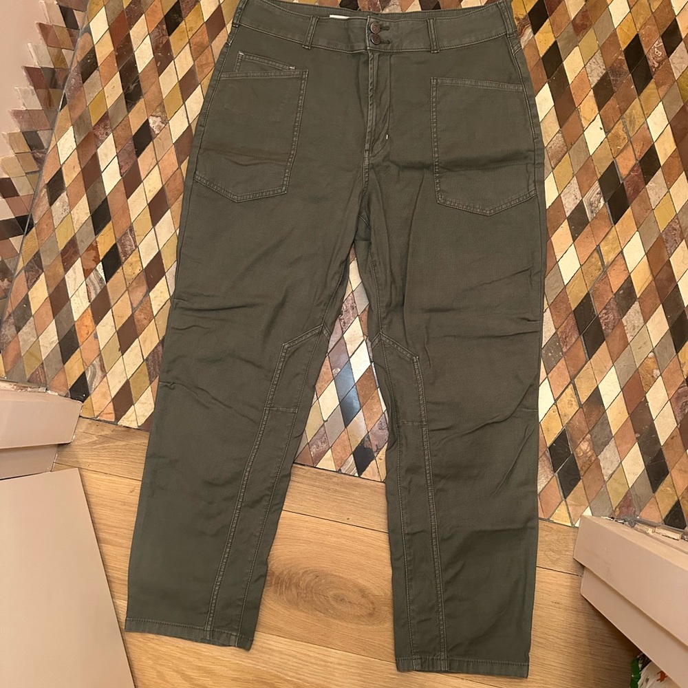 Pilcro Women’s Mid-Rise Relaxed Leg Pants - Olive Green, Size 32